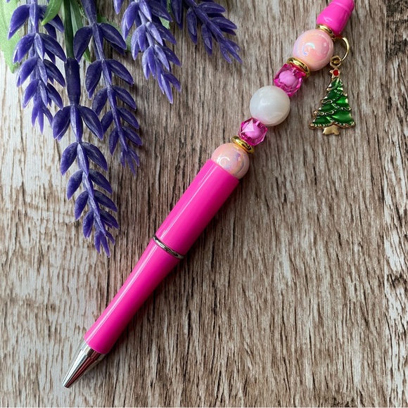 Handcrafted Christmas Pens Beaded Unique Artisan Gifts Office Accessories - Picture 7 of 9